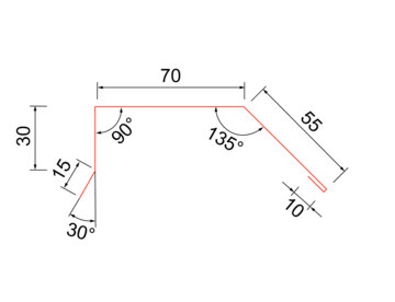 Vindskibeslag L-tak 564010 teknisk tegning